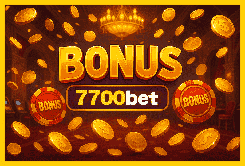 Imagem promovendo bônus 7700BET com recompensas imperdíveis.